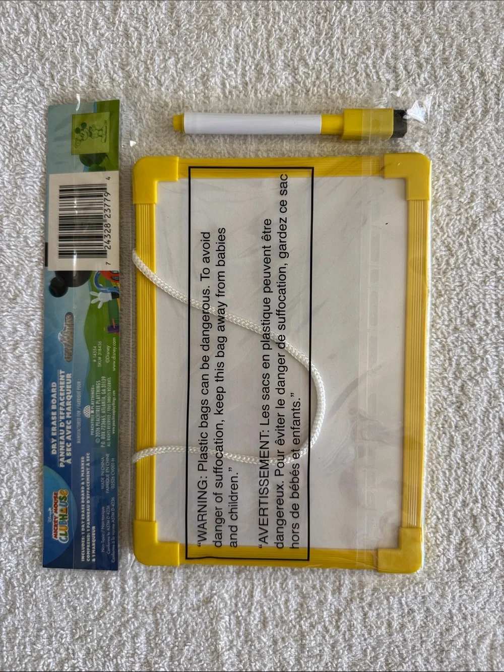 Disney Mickey Mouse Yellow Dry Erase Board with Marker